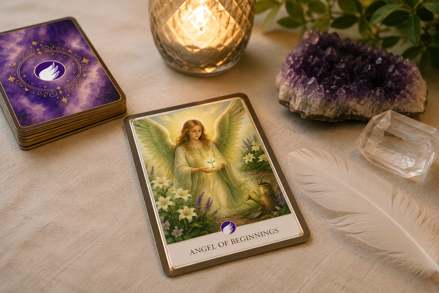 Angel of Beginnings Card for a One Card Reading with Frank Borga